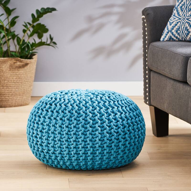 Charming Knit Pouf for Stylish and Comfortable Living Spaces