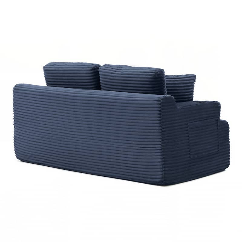 66.5''Boneless Sofa Couch with 2 Pillows Extra - Blue