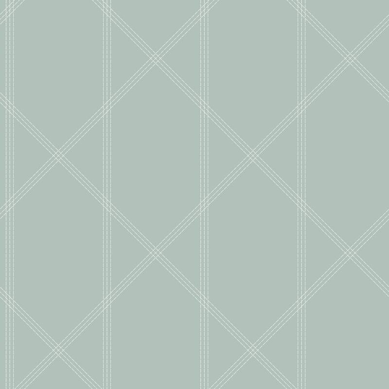A-Street Prints Walcott Seafoam Stitched Trellis Wallpaper