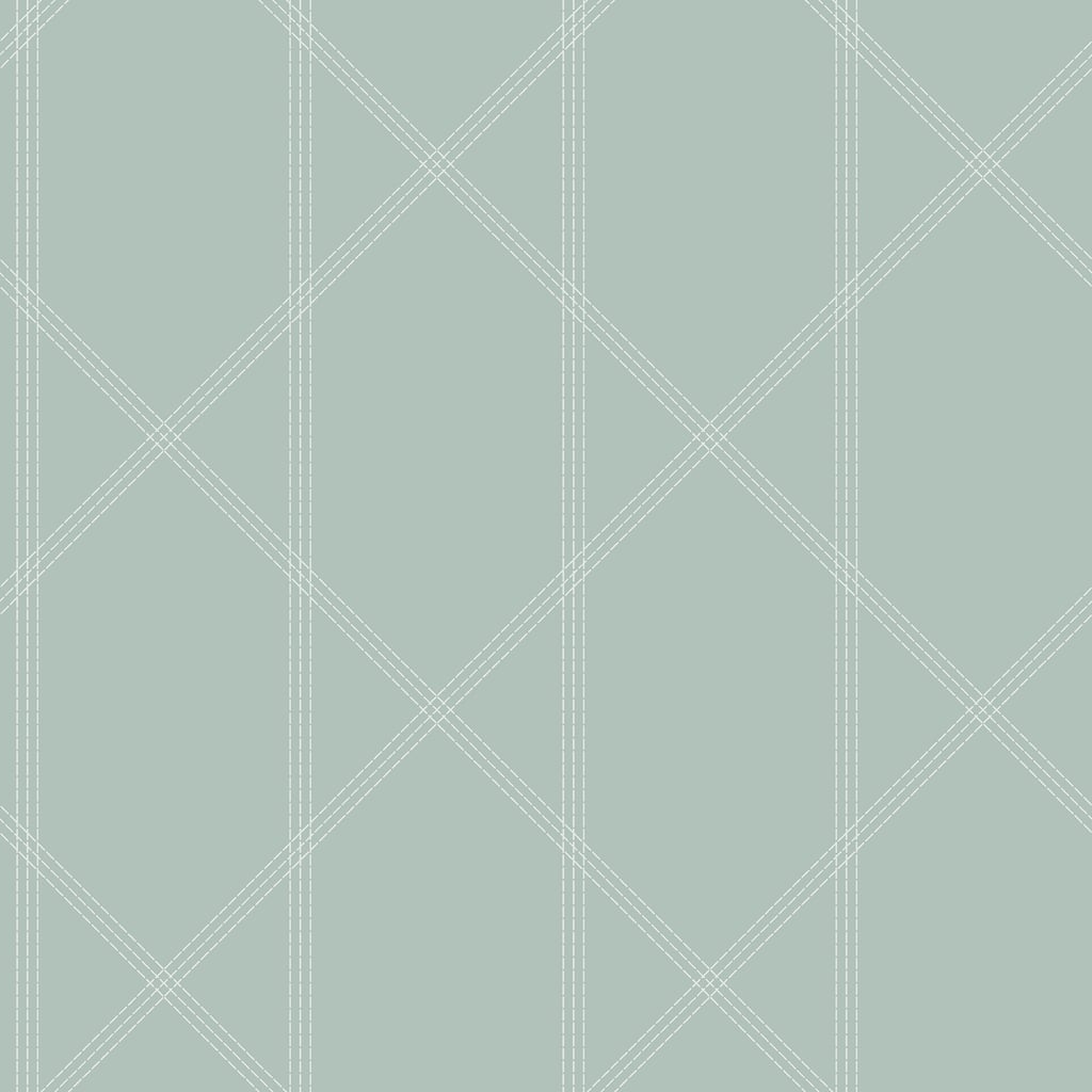 A-Street Prints Walcott Seafoam Stitched Trellis Wallpaper