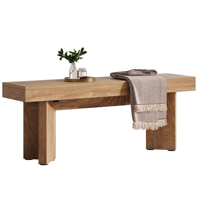 47" Wooden Entryway Bench, Indoor End of Bed Bench, Long Table Benches Seat for Bedroom, Hallway, Foyer, End of Bed