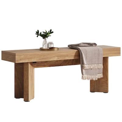 Wooden Entryway Bench, 47" Farmhouse Indoor End of Bed Bench