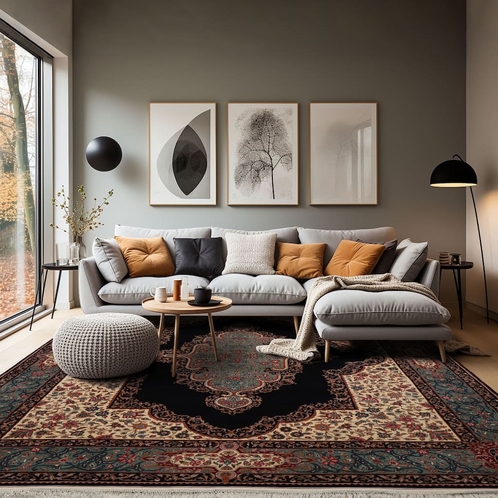 8x10 Hand Knotted Wool Pande Cameron Kerman Persian 300 KPSI Area Rug - 8' x 10'