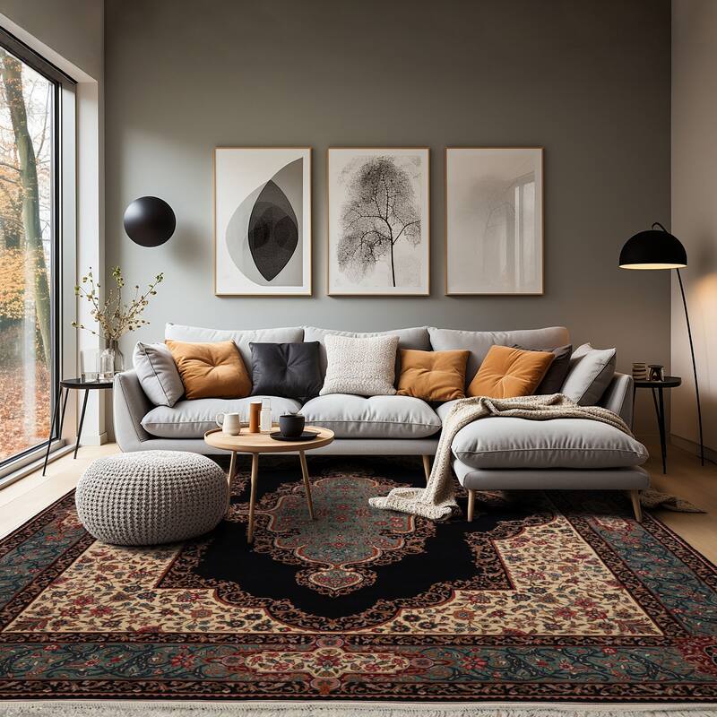 8x10 Hand Knotted Wool Pande Cameron Kerman Persian 300 KPSI Area Rug - 8' x 10'