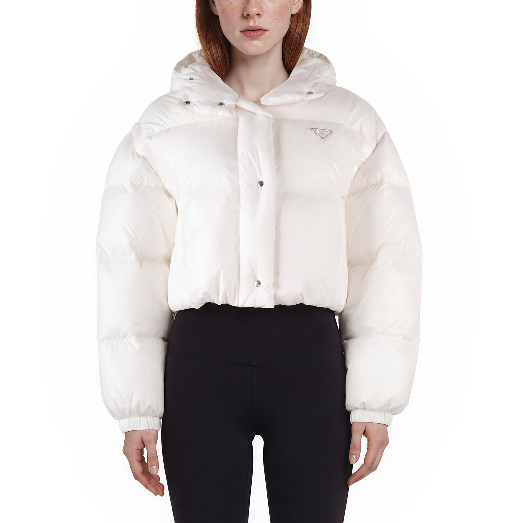 Prada Re-Nylon Convertible Cropped Down Jacket