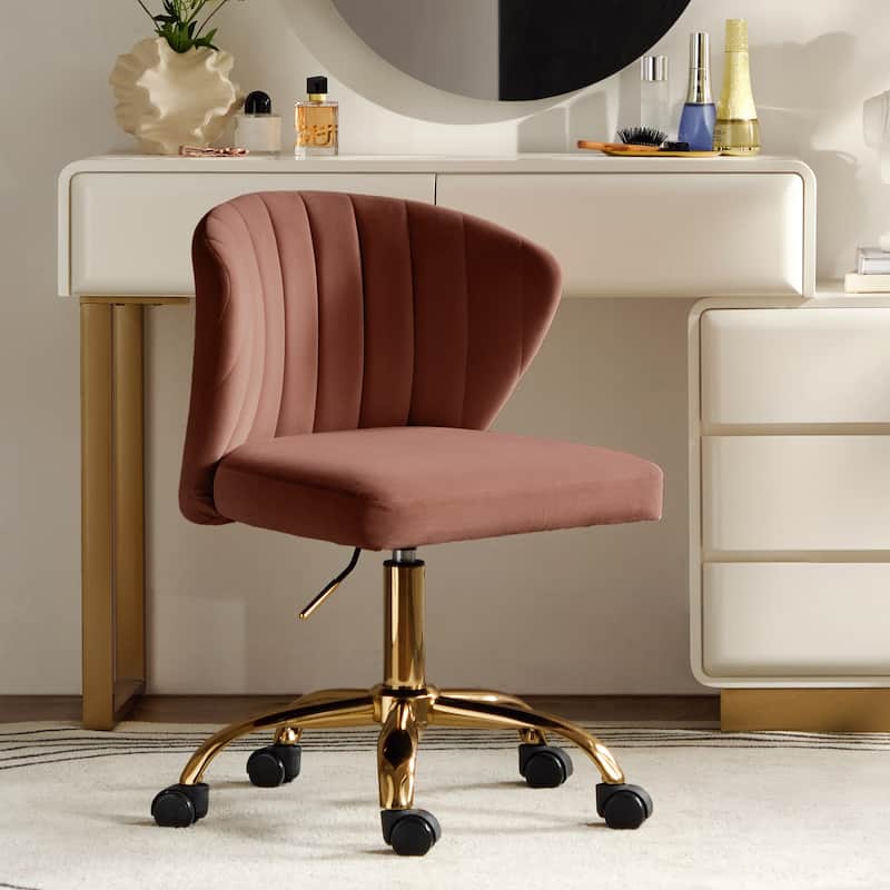 Ilia Modern Velvet Wingback 360 degree Ergonomic Office Task Chair with Channel Tufted Back by HULALA HOME