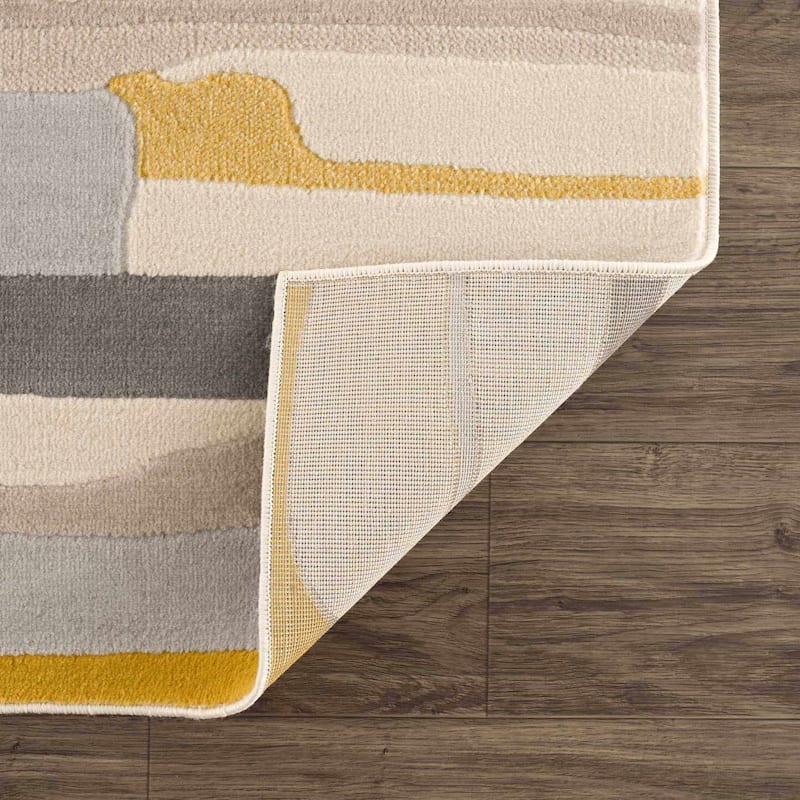 Hauteloom Means Living Room, Bedroom Area Rug - Black, Charcoal, Peach - 2' x 3'
