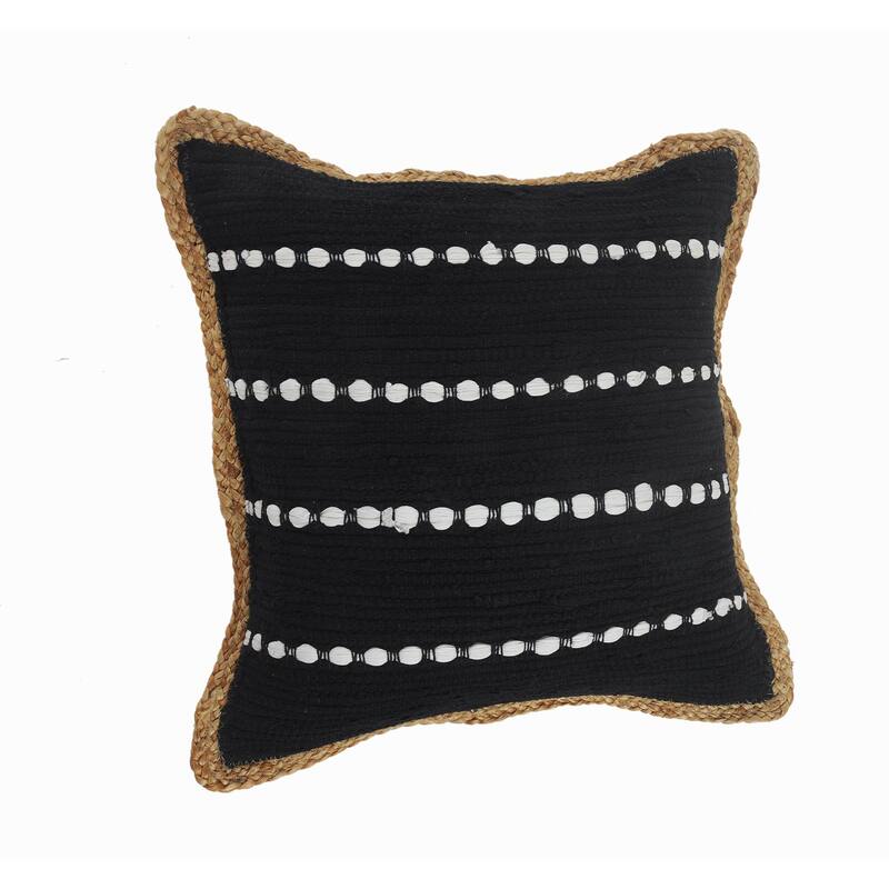18" Black and White Striped Square Throw Pillow
