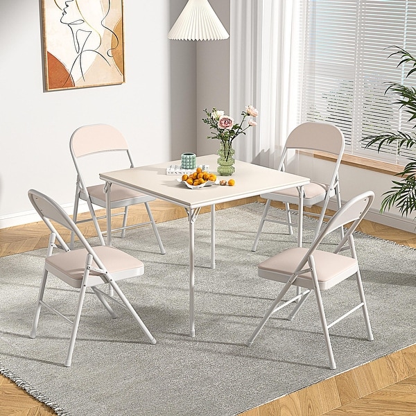 Taomika 5 Piece Black Folding Game Room Card Table and Steel Chairs Set On Sale Bed Bath Beyond 35695875