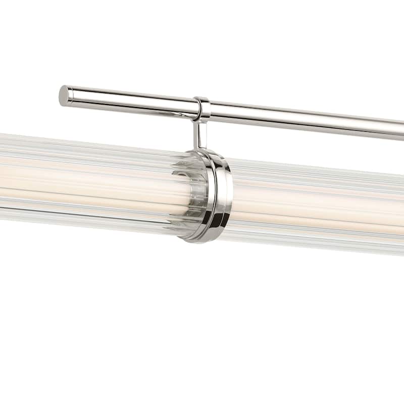 Riven 60.25 Inch LED 1 Light Linear Chandelier with Clear Fluted Glass in Polished Nickel