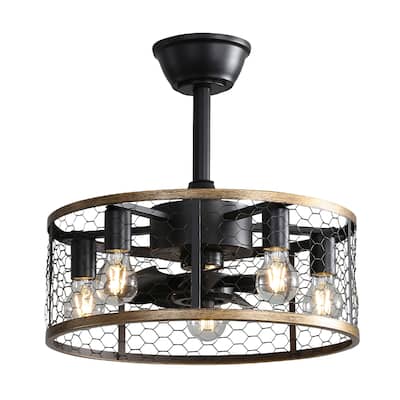 Reversible DC Motor Caged Ceiling Fan with 6-Speed Adjustment & Dimmable 3 Color LED Light, Timer Function