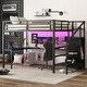 preview thumbnail 12 of 21, Full /Queen Size Metal Loft Bed with L-shaped Desk,USB,Wardrobe,LED for Bedroom Queen