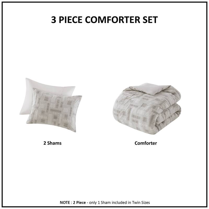 GDF Studio - Lyanna Cotton Jacquard 3-Piece Comforter Set with Artisanal Detailing