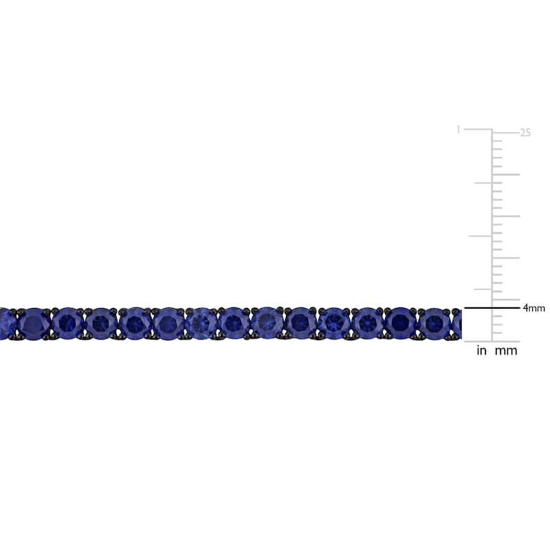 Miadora 40ct Created Blue Sapphire Men's Necklace in Black Rhodium Sterling Silver- 20 in