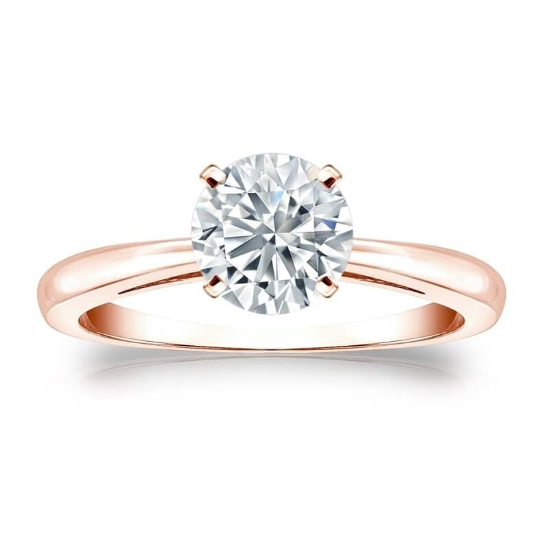 Auriya 14k Gold GIA Certified 0.75 carat TW Round Solitaire Diamond Engagement Ring - 4 - Rose