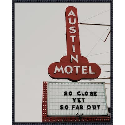 Austin Motel by Del Mundo Imagery Framed Canvas Wall Art Print - Sylvie Beaded Black