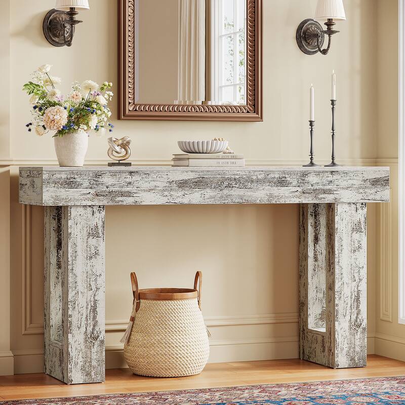63-inch Wood Narrow Console Sofa Hallway Accent Table for Entryway