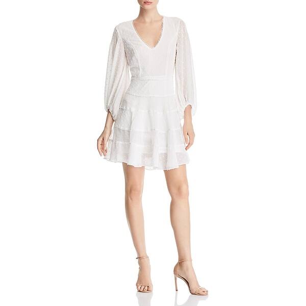 bardot lace v neck dress