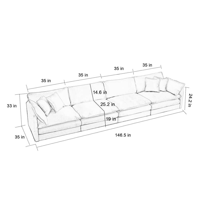 Cloud Chenille Upholstered Modular Sectional Sofa with DIY Combination Design