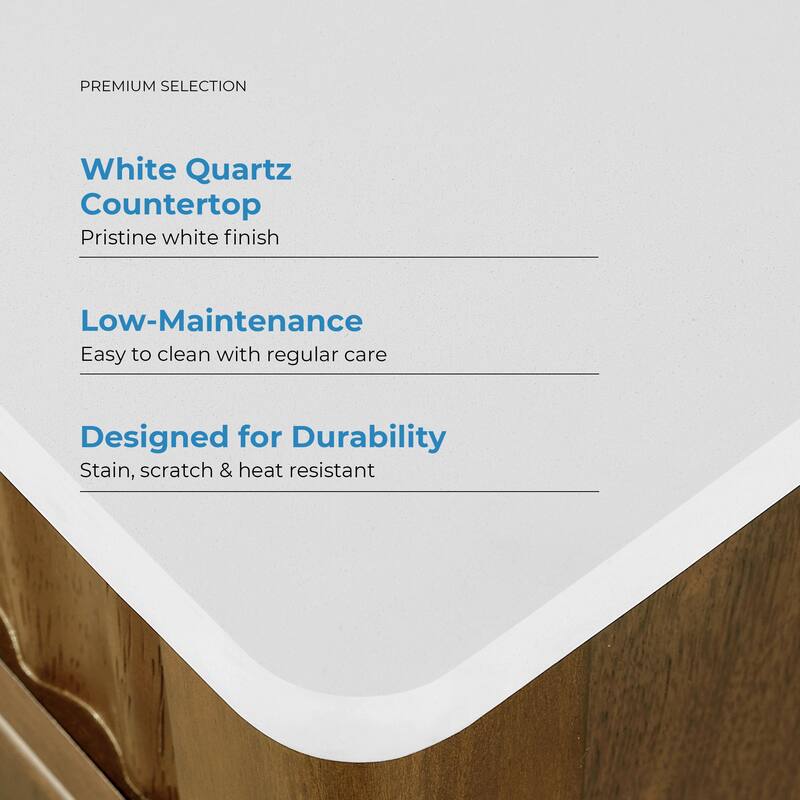 Juliette Warm Walnut Bathroom Vanity with White Quartz Top