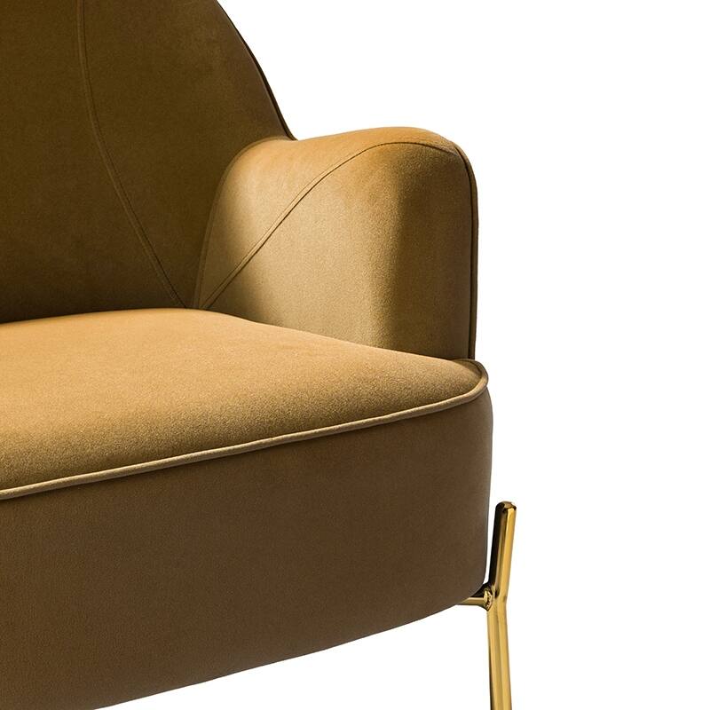 Marina Modern Velvet Accent Chair with Golden Legs Set of 2 by HULALA HOME