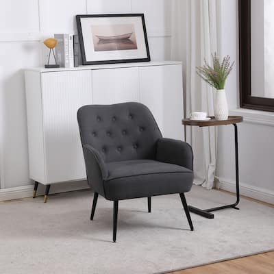 Modern Mid Century Chair Linen Sherpa Armchair for Living Room Bedroom Office Easy Assemble