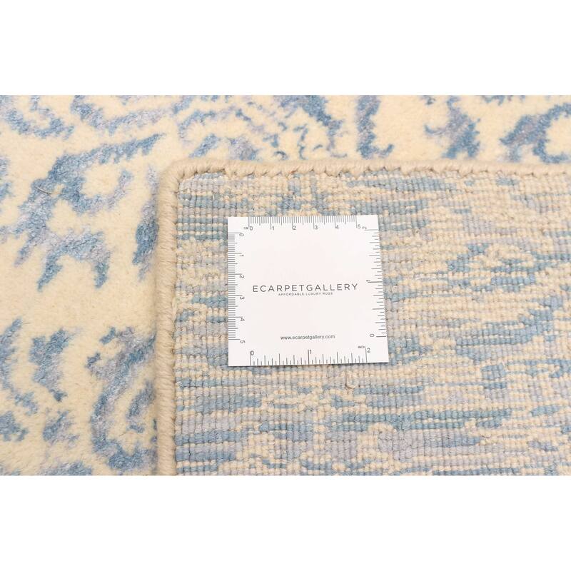 ECARPETGALLERY Hand Loomed Elysian Cream Viscose, Wool Rug - 4'10 x 7'11