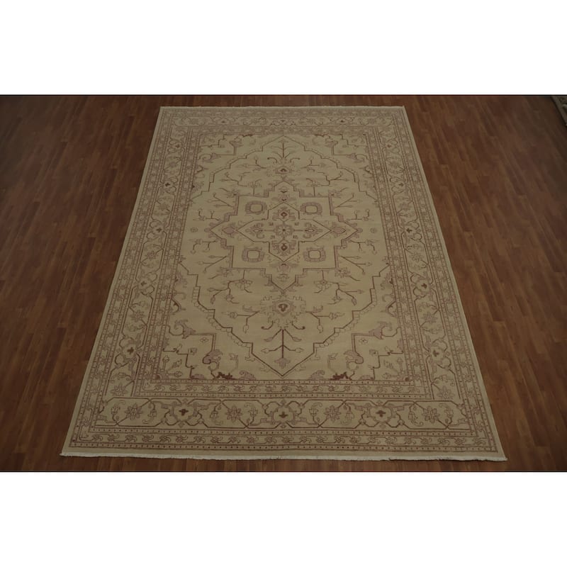 Hand Knotted Oriental 100% Wool Carpet Traditional Floral Beige & Ivories Peshawar Area Rug - 13' 9'' X 9' 9''