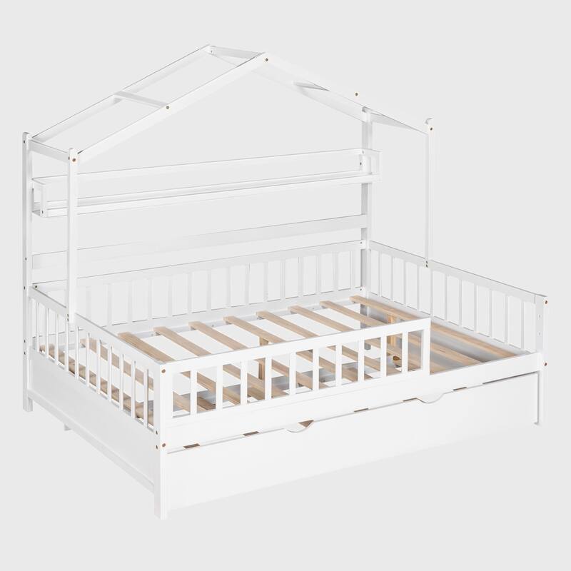 Full Size House Bed with Twin Size Trundle