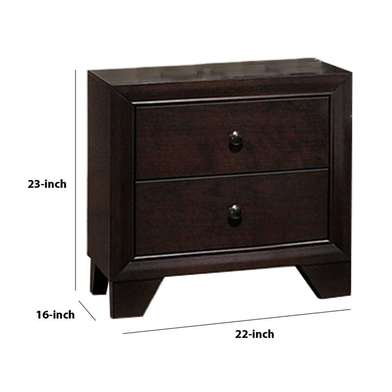Brown 2 Drawer 16 in. W Nightstand with Sturdy Hardware and Ample Storage