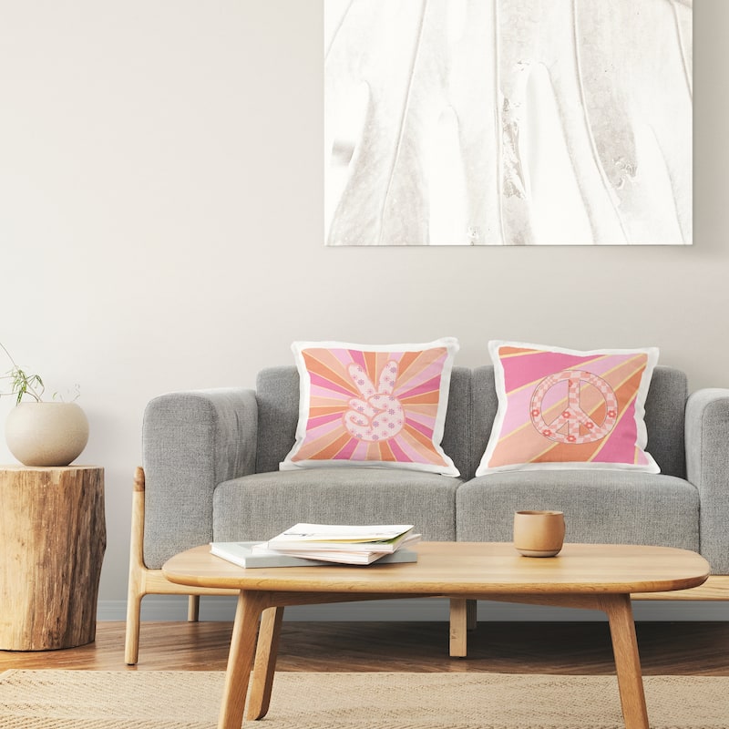 Stupell Groovy Peace Symbols Decorative Printed Throw Pillow Design by Jesse Keith (Set of 2)