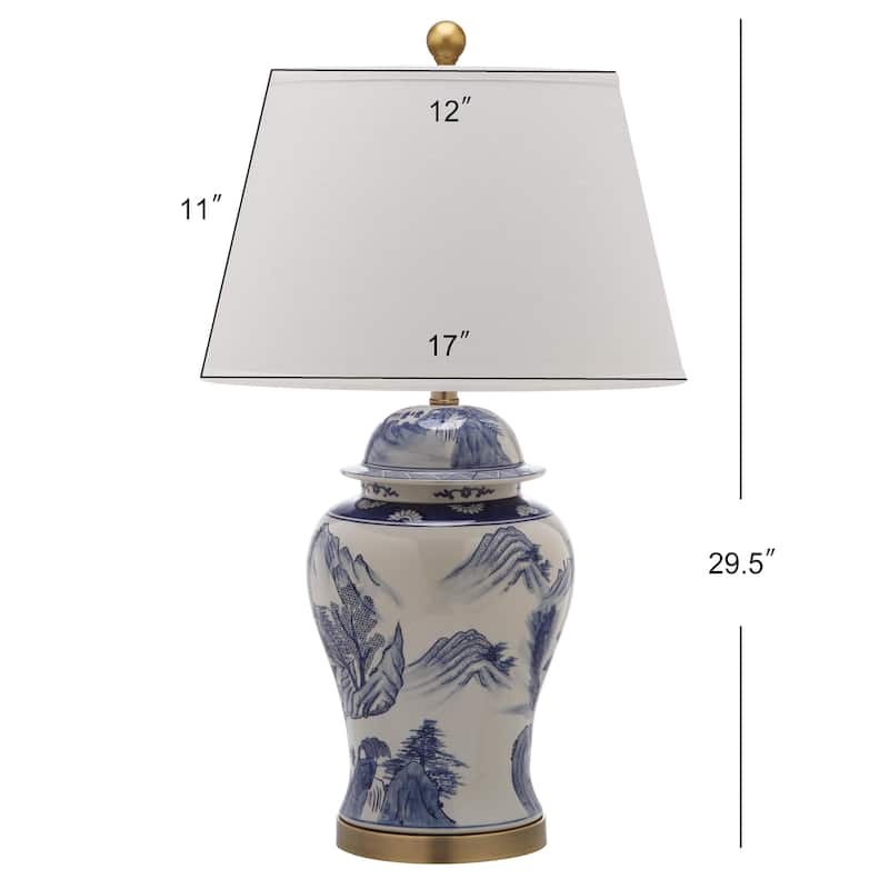 SAFAVIEH Lighting 29-inches Shanghai Blue/ White Ginger Jar (Set of 2) - 17"x17"x29.5"