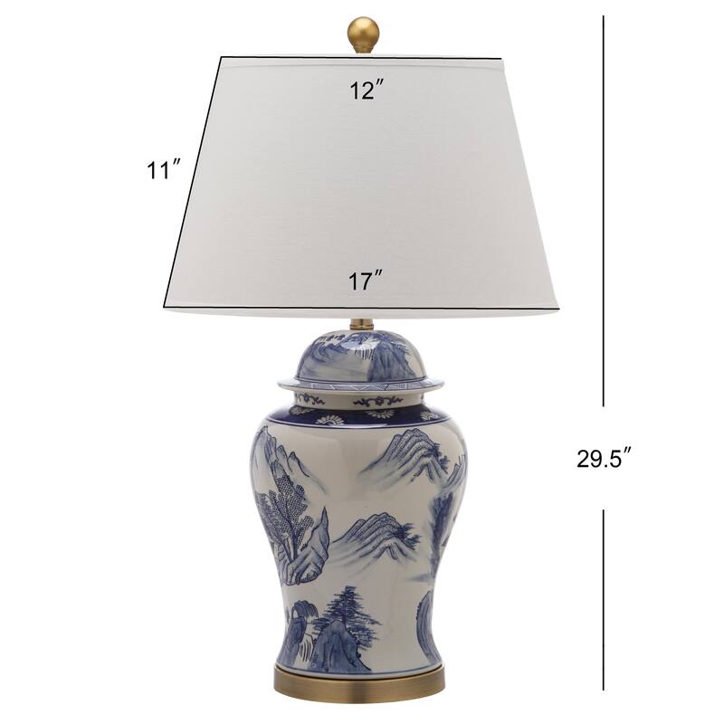 SAFAVIEH Lighting Tamiko 29-inches Blue/ White Ginger Jar (Set of 2) - 17"x17"x29.5" - 17Wx17Dx30H