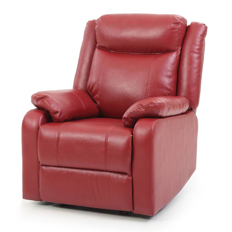 Solid Upholstered Reclining Accent Chair with Padded Arms - 40" - Red