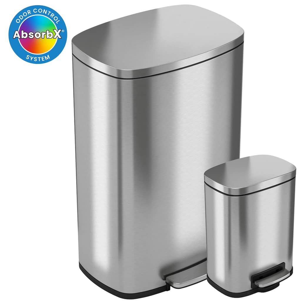 iTouchless 13.2 Gal 1.32 Gal SoftStep Kitchen & Bathroom Trash Can Set