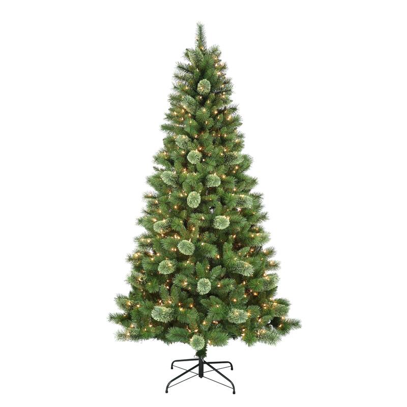 Puleo International 7.5 ft. Pre-Lit Western Pine Artificial Christmas Tree