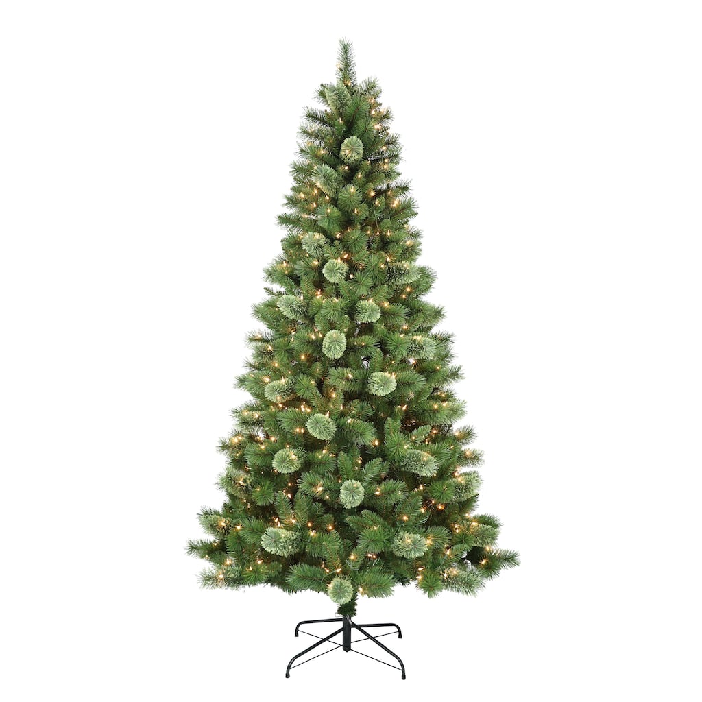 Puleo International 7.5 ft. Pre-Lit Western Pine Artificial Christmas Tree