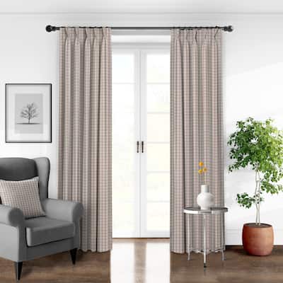 6ix Tailors Walker Check Natural Pinch Pleat Double Width Drapery Panels Pair