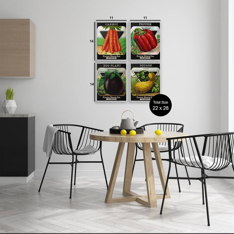 Stupell Vintage Farm Garden Vegetables Framed Giclee Art Design By Lil' Rue (Set of 4)