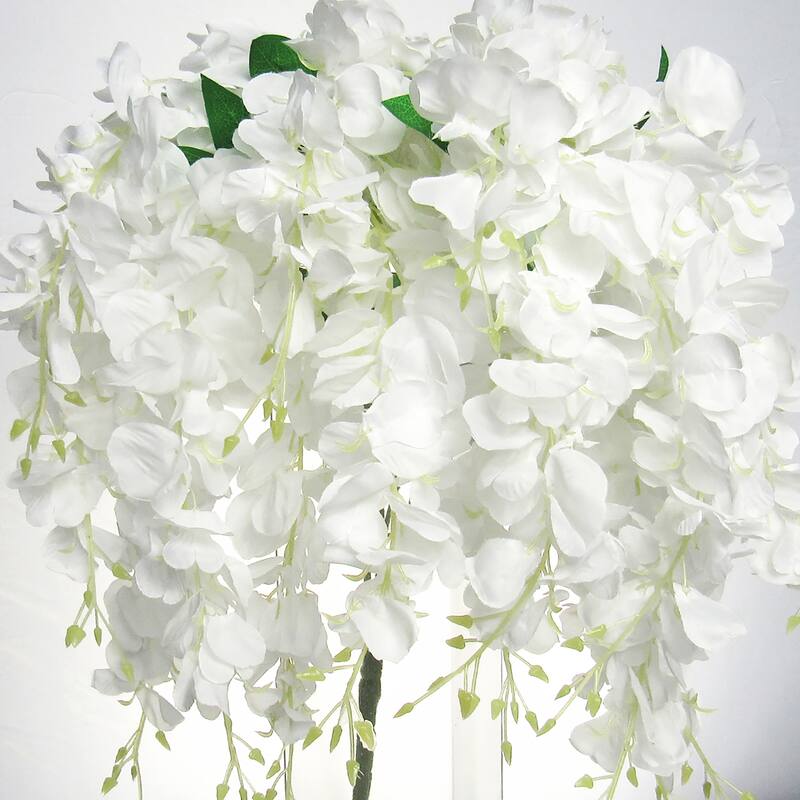 Set of 2 Artificial Hanging Wisteria Flower Stem Bush Bouquet 30in