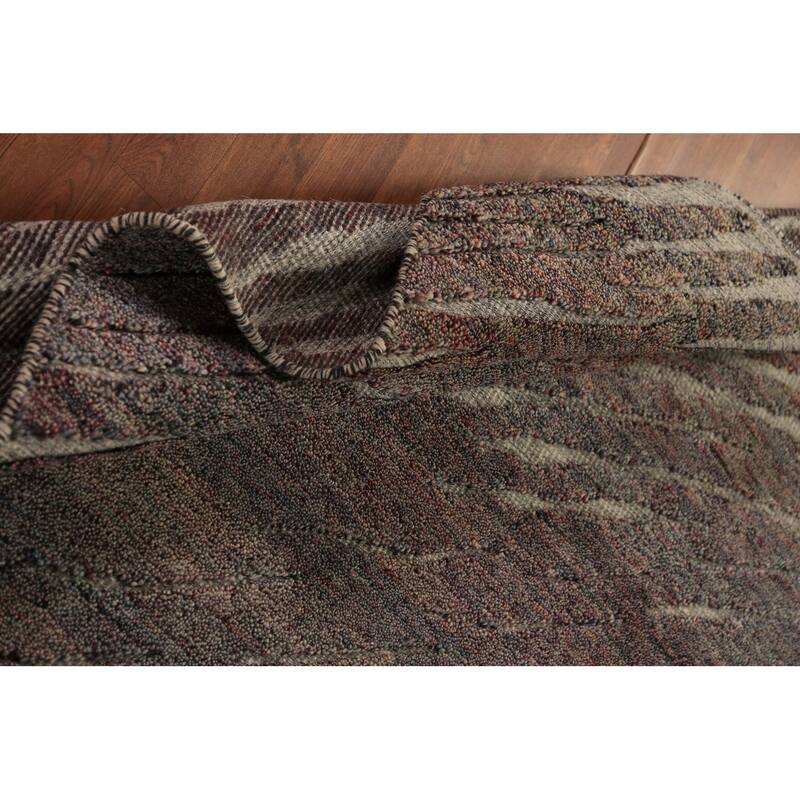 Striped Moroccan Indian Area Rug Hand-Knotted Wool Carpet - 5'1" x 8'1"