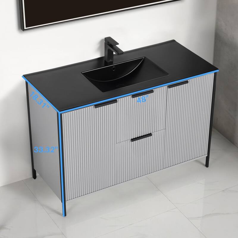 Blossom Annecy 48" Freestanding Bathroom Vanity w/ Black Ceramic Sink
