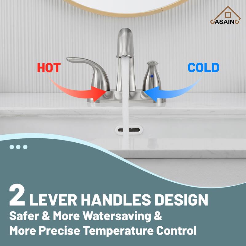 4 in. Centerset Double Handle Bathroom Faucet with Drain Kit Included