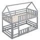 preview thumbnail 9 of 26, Twin over Twin Solid Pine House Bunk Kids Bed Frame with Fence and Door, Grey