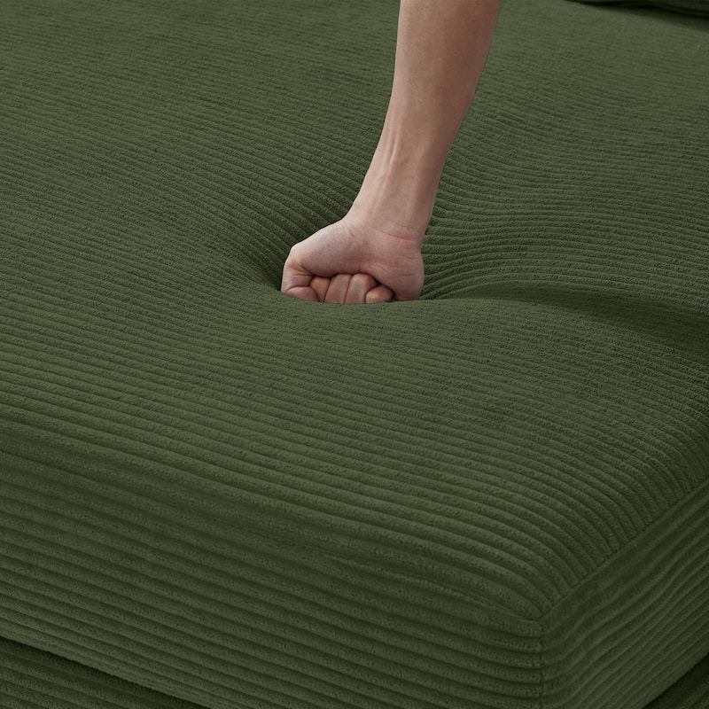 111" Corduroy L-Shaped Sectional Sofa with Convertible Chaise