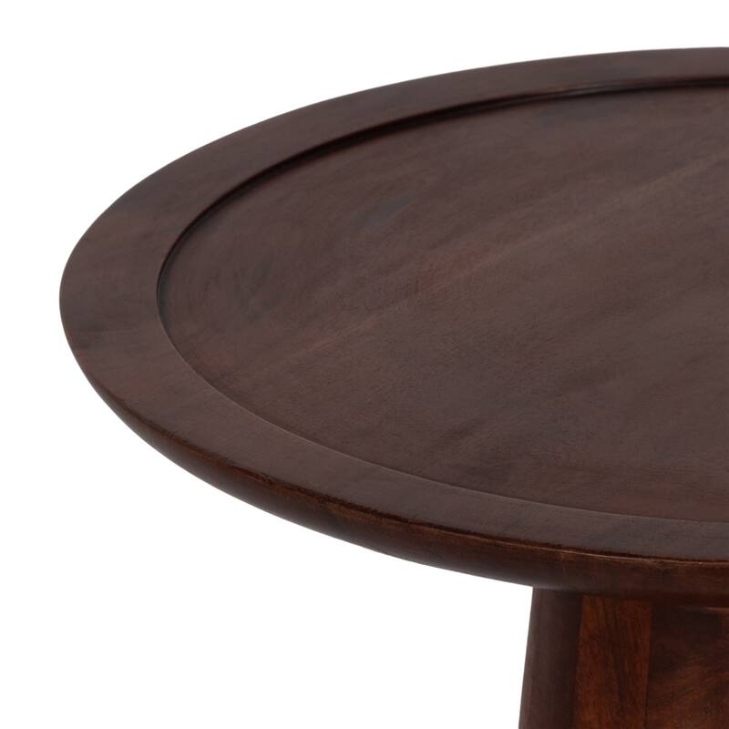 Sagebrook Home 23"H Acacia Wood Pillar Shaped Pedestal Abstract Side Table in Light Brown Finish - 16" x 16" x 23"