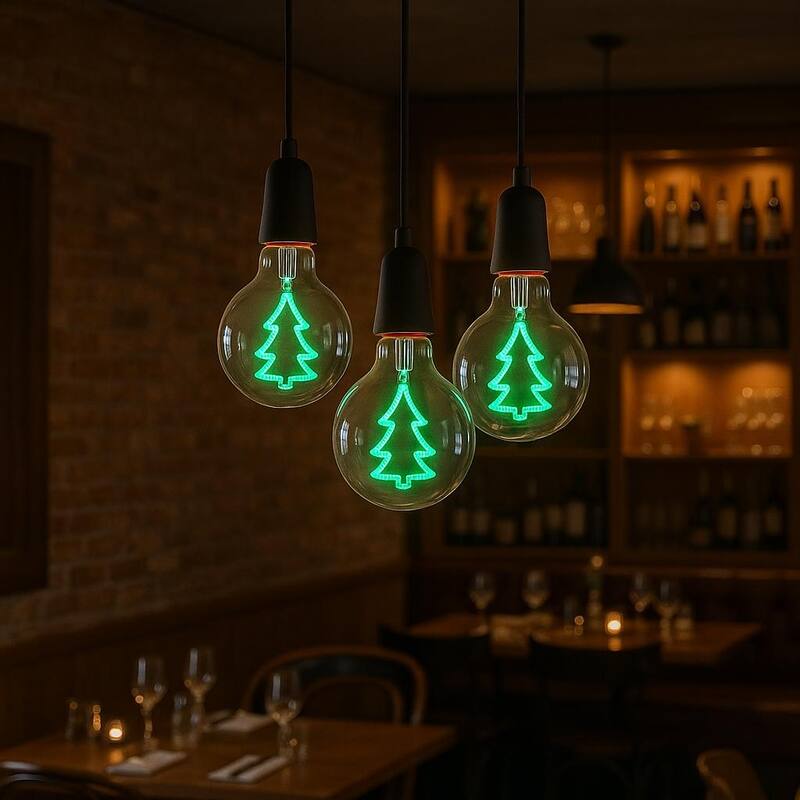 Festive Living LED Christmas Tree Decorative Filament Bulb G80 Globe E26 Base 1W Clear Glass 1pk