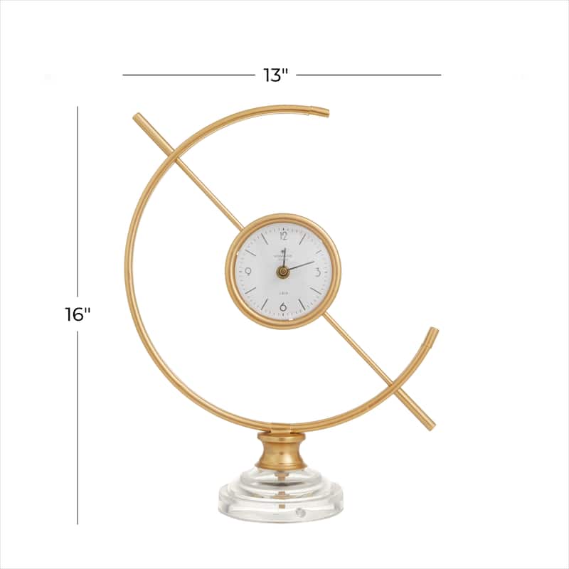 Gold Metal Decorative Clock with Acrylic Base - 13 x 5 x 16