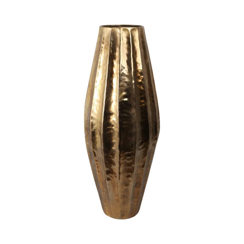 Metal Flower Vase Fluted Design for Home and Office Decor - 45" Gold