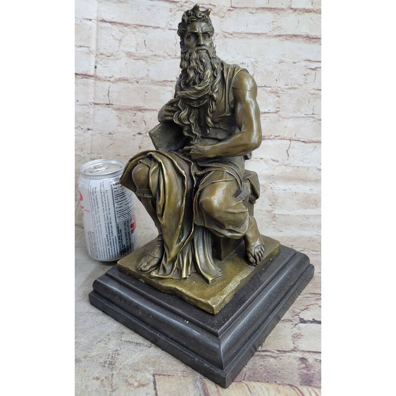 Michelangelos Moses Bronze Statue Sculpture Figure Jewish Biblical Decor 13 Inches X 7 Inches
